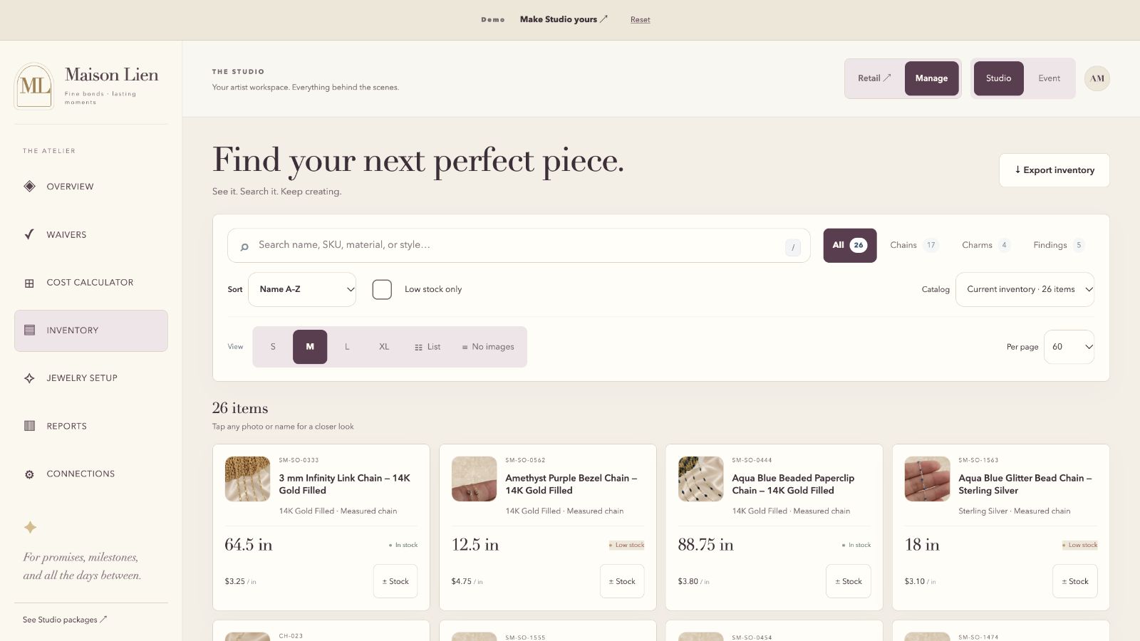 Maison Lien Studio, a light bridal and luxury jewelry design